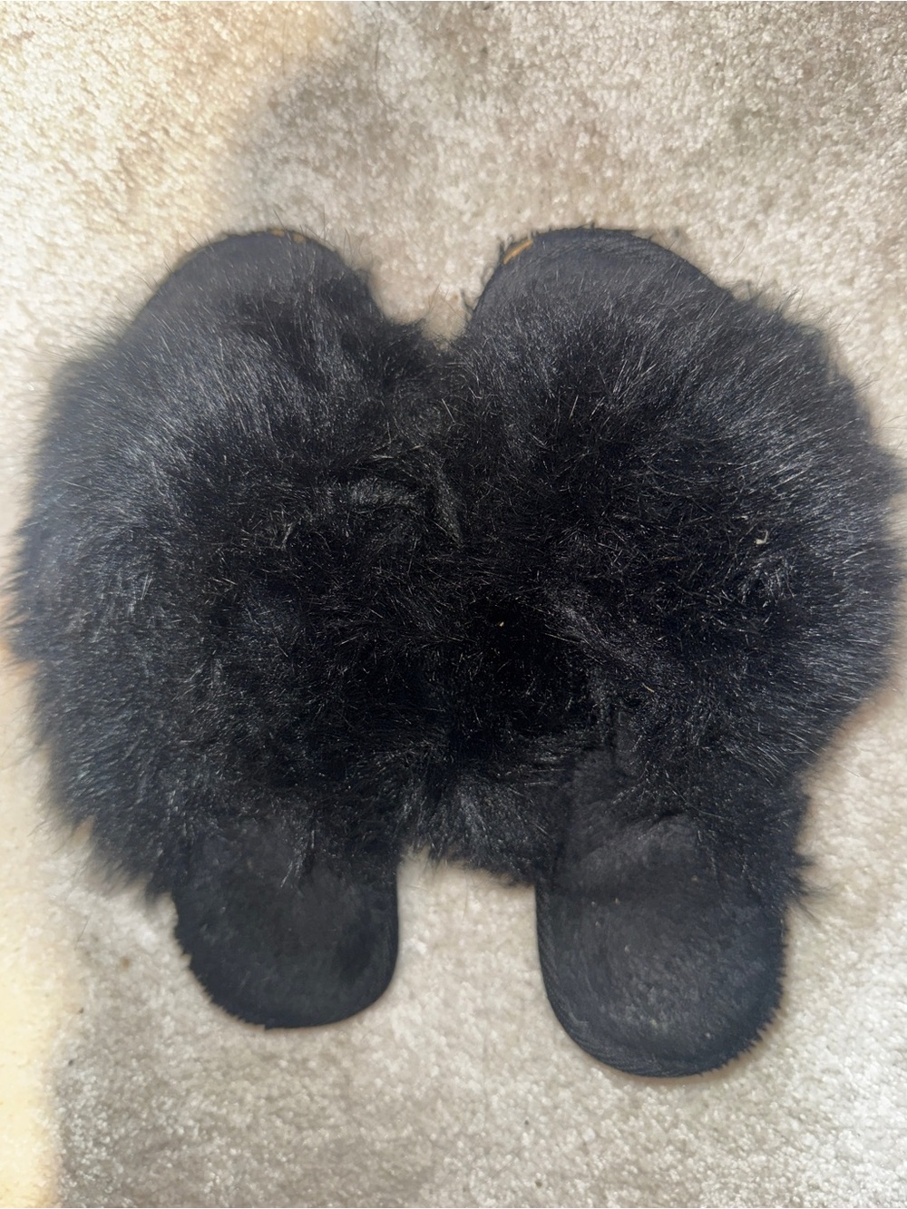 Black Faux Fur Slide Slippers